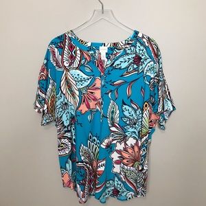 Chico’s Tropical Floral Top Size 3